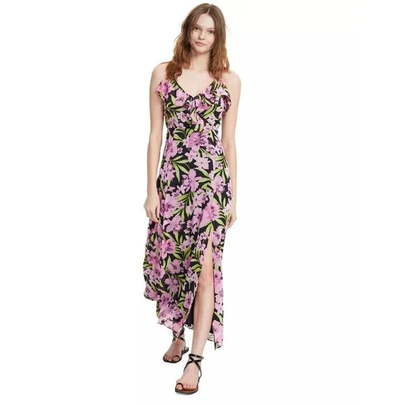 Bar III Dresses Bar Iii Womens Floralprint Ruffled Maxi Dress